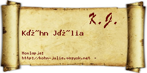 Kóhn Júlia névjegykártya